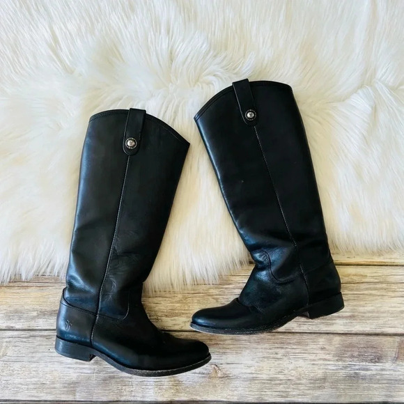 Frye Riding Boots Black Leather Sz 6 - Picture 3 of 12